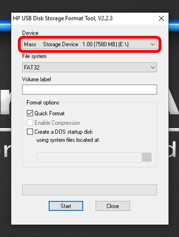 hp usb disk format atma