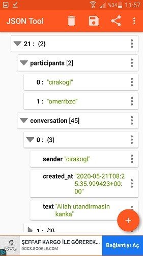 json tool instagram mesaj 
